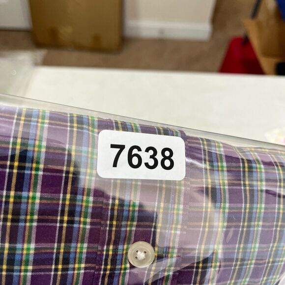 Chaps Shirt Mens Medium Plaid Easy Care Business Casual Button-Down Short Sleeve - Picture 10 of 11